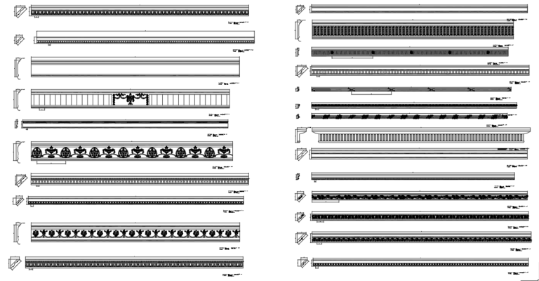 Cornices and friezes - AutoCAD blocks