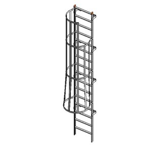 Fixed Ladder with Cage and Overshoot (Right Exit)