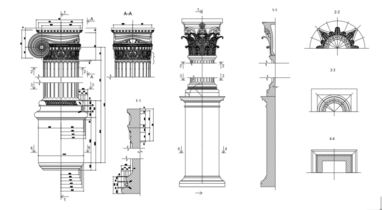 Ionic, corinthian column - AutoCAD blocks