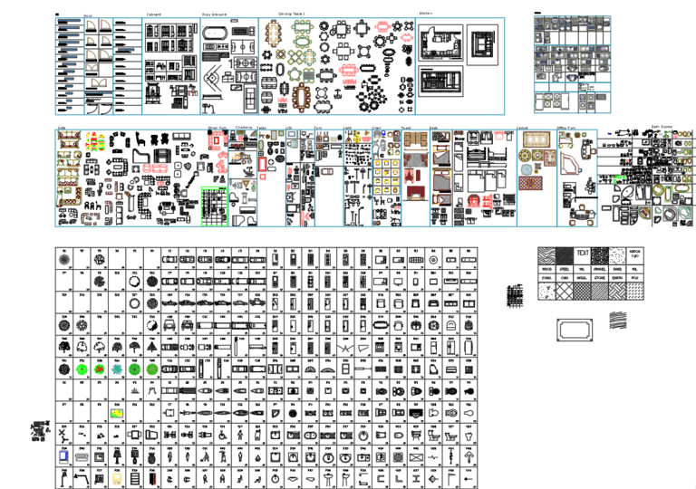 Large collection of furniture (Top view) - AutoCAD blocks-Set 2