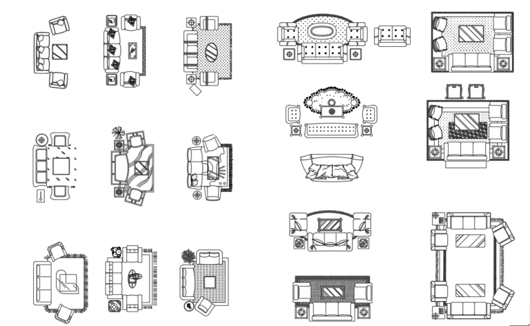 Living room furniture ( Top view ) - AutoCAD blocks