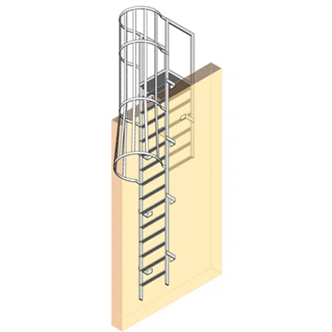 Tubular Fixed Ladder with Cage Parapet Platform and Return