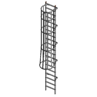 Tubular Fixed Ladder with Cage to Roof Hatch